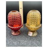 2 PC AMBER & RUBY RED FAIRY LAMPS