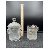 2PC CRACKED LEAF CREAM & SUGARS (1 MISSING LID)