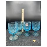 4 BLUE GOBLETS