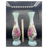 PAIR OF BRISTOL GLASS VASES