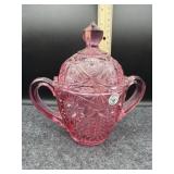 PINK DEPRESSION GLASS SUGAR BOWL