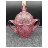 PINK DEPRESSION GLASS SUGAR BOWL