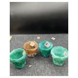 (4) SLAG GLASS TOOTHPICK HOLDERS