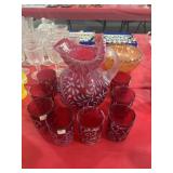 DAISY & FERN PITCHER W/ 8 GLASSES