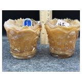 2 PC SLAG GLASS TOOTHPICK HOLDERS
