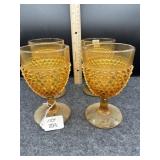 (8) AMBER HOBNAIL GOBLETS