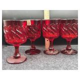 (4) LG WRIGHT RUBY RED GOBLETS