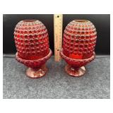 2  - RED HOBNAIL FAIRY LAMPS