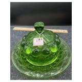GREEN BUTTER DISH