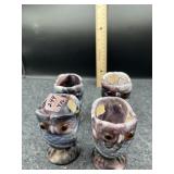 4 PC SLAG GLASS OWL SUGARS