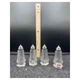 4 CRYSTAL SALT SHAKERS