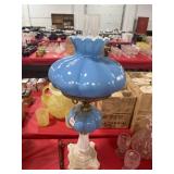 ELECTRIFIED CASE GLASS & ALABASTER TABLE LAMP