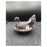 SLAG GLASS HEN ON  NEST