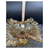 AMBER PEDESTAL RUFFLED EDGE BOWL