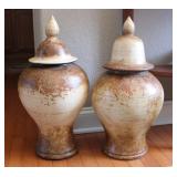 Pair of Handcrafted Mexican Terracotta Ginger Jars