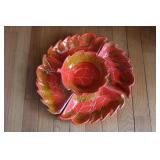 Vtg MC California Pottery Fall Foliage Server Set