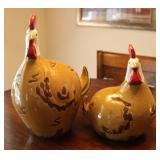 Whimsical Ceramic Rooster Figures