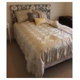 Queen Size Paisely Fabric Bed Frame