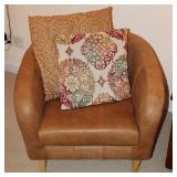 Modern Caramel Faux Leather Tub Chair