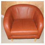 Modern Burnt Orange Faux Leather Tub Chair