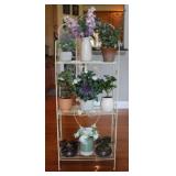 Collapsible 3 Tier Shelf w/ Faux Plants