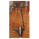 MCM Tole & Wrought Iron Plant Stand w/ Glass Top