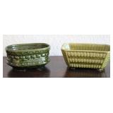 Olive Green Vintage Ceramic Planters
