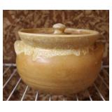 Vintage Lidded Earthenware Pot Drip Glaze