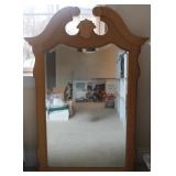 Vintage Wooden Beveled Glass Mirror