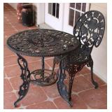 Vintage Cast Iron Bistro Table & Chair