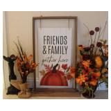 Friends & Family Gather Here Sign & Fall Foliage