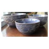 3pc. Raised Filigree Designed Ceramic Bowls