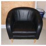 Modern Black Faux Leather Tub Chair