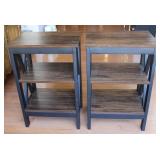 (2) 3 Tier Metal & Wood Side Tables