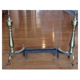 Vintage Brass & Iron Fireplace Andirons