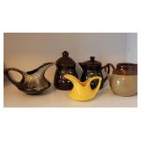 Vtg Moriage Brown Betty Redware Sugar/ Creamer +