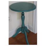 Teal Painted Wooden 3 Footed Table