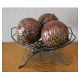 Decorative Ceramic Balls In Metal Bowl
