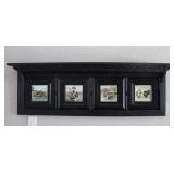 Vtg Style Black Wooden Shelf w/ Decorative Tiles