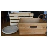 2 Decorative Wooden Crates w/ Sofa Tray