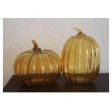 Amber Hand Blown Glass Pumpkins
