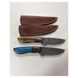 (2) DAMASCUS FIXED BLADE KNIVES