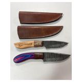 (2) DAMASCUS FIXED BLADE KNIVES