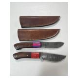 (2) DAMASCUS FIXED BLADE KNIVES