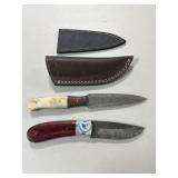 (2) DAMASCUS FIXED BLADE KNIVES