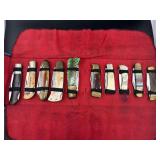 KNIFE KEEPER W/ (10) ASSORTED POCKET KNIVES