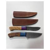 (2) DAMASCUS FIXED BLADE KNIVES