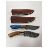 (2) DAMASCUS FIXED BLADE KNIVES