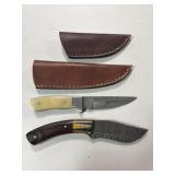 (2) DAMASCUS FIXED BLADE KNIVES
