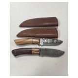 (2) DAMASCUS FIXED BLADE KNIVES